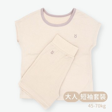 minihope輕柔感短袖套裝(大人)-米色