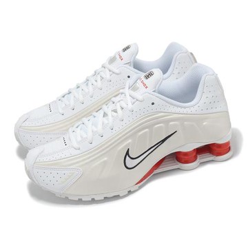 Nike 休閒鞋 Shox GS 大童 女鞋 彈簧鞋 白 紅 米白 緩震 CW2626-102