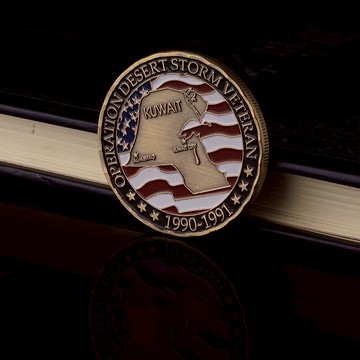 科威特戰爭沙漠風暴行動紀念章軍事創意禮物收藏硬幣徽章小禮品