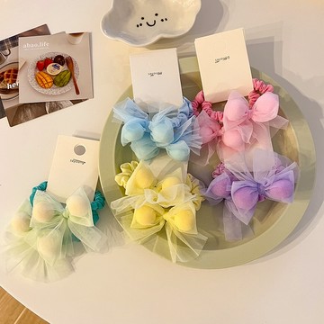 🎀 台灣現貨  兒童可愛糖果蝴蝶結髮圈 高馬尾蝴蝶結髮圈 小公主髮飾 高彈力橡皮圈 2入一組