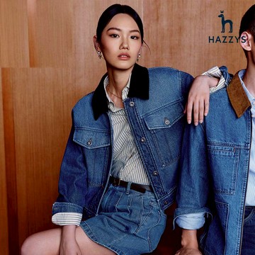 【HAZZYS】女款藍色率性百搭時尚必收短版牛仔夾克 YBWUC070