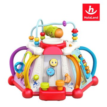 【HolaLand 匯樂玩具】拍拍鼓遊樂園(15合一 六面音樂盒 週歲禮 感統 探索 啟蒙 聲光音樂 寶寶 嬰幼兒玩具)