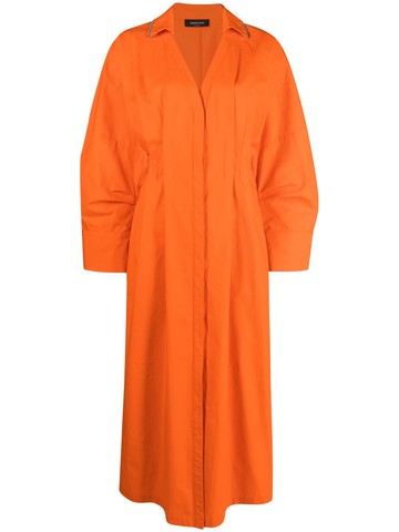 Fabiana Filippi - V-neck midi dress - women - Eco Brass/Cotton - 38 - Orange