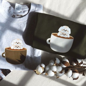 腿庫力量_台灣原創設計T恤_中性版_軟綿綿馬爾咖啡