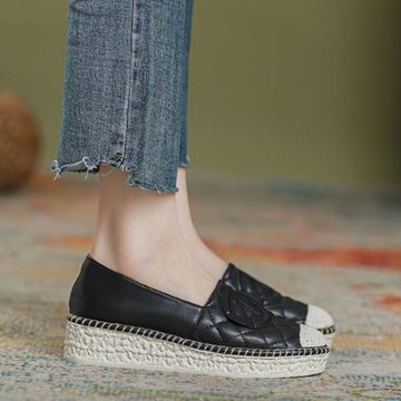 淺口單鞋女休閑百搭舒適通勤工作鞋2026新款厚底坡跟小香風漁夫鞋