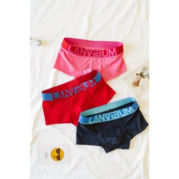 男士內褲男純色平角褲舒適透氣U囊袋國潮流個性青年純棉四角短褲