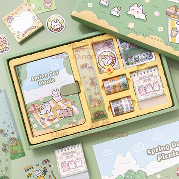 手賬本全套裝手帳禮盒可愛文具筆記本日記本兒童卡通手杖本子【不二雜貨】