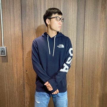 美國百分百【全新真品】The North Face 北臉 連帽 長袖T恤 帽T TNF logo USA 深藍 BI09