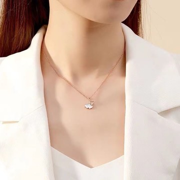 【知杏母背】仙氣暈彩杏花鎖骨項鍊 生日禮物 情人節 新年禮品