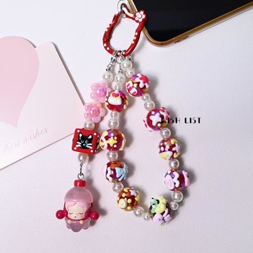 正版原創泡泡sp手機鏈diy串珠掛繩鑰匙扣女生包包掛件防丟禮物