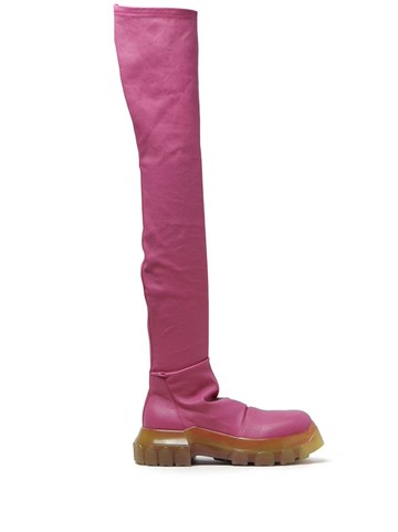 Rick Owens - Bozo thigh-high 60mm boots - women - Lamb Skin/Cotton/Fabric/Rubber - 37 - Pink
