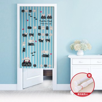 長門簾 貓咪愛魚門簾-85x150cm(買就送門簾桿)