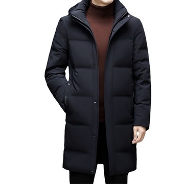 [巴黎精品] 真羽絨90%白鴨絨羽絨外套羽絨衣夾克-立領長款加厚保暖男外套2色a1is29