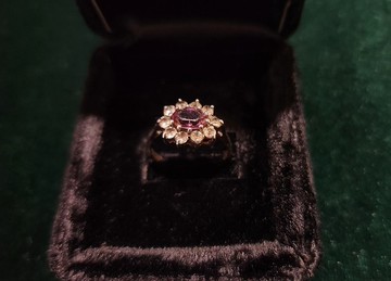 1940-1950純銀鍍9CT白金水晶白金戒【畢業禮物】聖誕禮盒