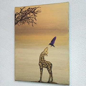 長頸鹿帶框帆布掛畫