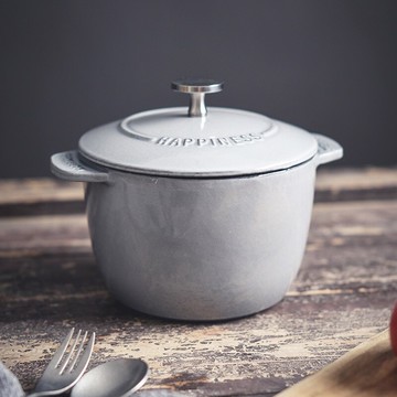 小幸福琺瑯鑄鐵鍋飯釜鍋16cm家用鑄鐵燉鍋多功能鍋煲湯燜燒鍋蒸鍋