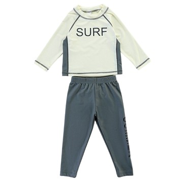 兄妹長袖防曬泳衣套裝  4XL(泳衣74 x 48cm + 泳褲65 x 52cm)  米色 + 黑灰色  1組