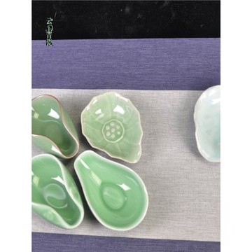 云上 茶荷青瓷茶具配件茶匙醒茶陶瓷茶則白瓷茶荷賞茶鏟竹木茶勺