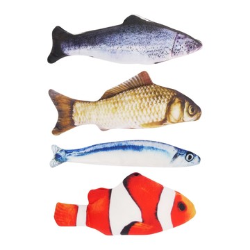 TRENY 極鮮絨毛仿真魚寵物玩具  4入組