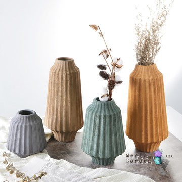 【Meric Garden】現代創意手工拉絲藝術裝飾陶瓷花瓶/花器_L(莫蘭迪黃)