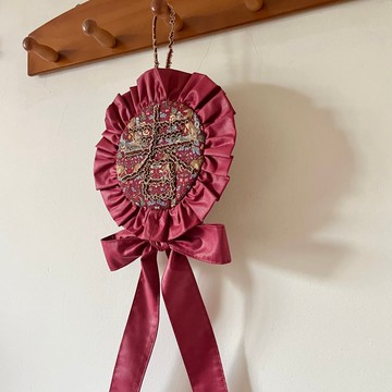 新年快樂 - 花邊圓形布春聯