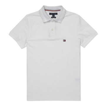 Tommy Hilfiger 熱銷刺繡領滾邊Logo短袖Polo衫(SLIM FIT)-白色