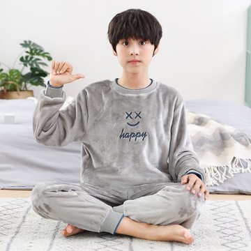 兒童睡衣男童秋冬季法蘭絨中大童珊瑚絨帥氣男孩加厚款套裝家居服