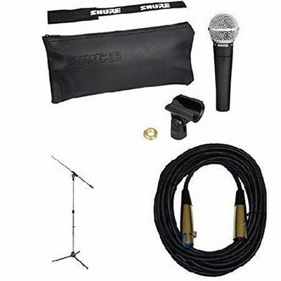 Shure SM58-LC Cardioid Vocal Microphone Bundle With On Stage MS7701B Tripod Boom Microphone Stand, and 20 Foot XLR Cable 並行輸入品