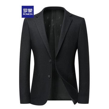 羅蒙秋季毛料西裝男中年羊毛單西呢子休閑西服上衣單件外套爸爸裝