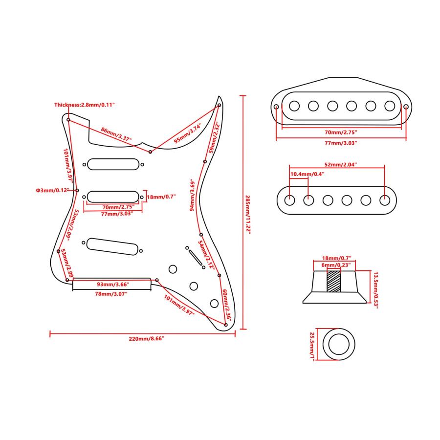 Swhmc Loaded Prewired Pickguard Guard Plate Single Coil V Pickups for Fender Strat(Cream Yellow)