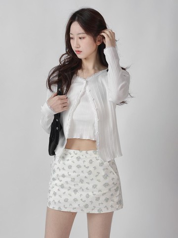 MOAZ Lace Ribbed Tank Top Cardigan Set (DDT0245)