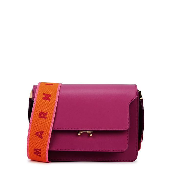 Marni Trunk Purple Leather Shoulder Bag