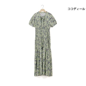 【ココディール】綠色碎花綁帶伸縮花洋裝 O4P15321