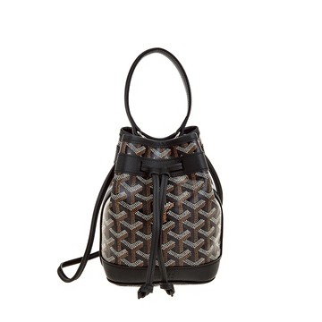 GOYARD 經典Y字老花LOGO防水帆布Mini Petit Flot 手提/斜背水桶包 (黑色)
