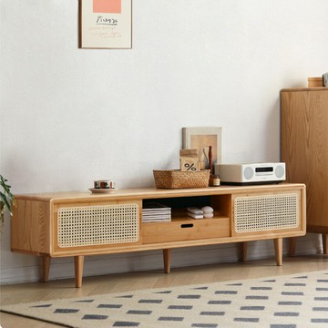 免運/公司貨 電視櫃 原木電視櫃 實木電視櫃 斗櫃 櫃子 日式實木藤編茶幾電視柜組合小戶型民宿簡易儲物柜客廳地柜收納柜 可開發票 全館五折 工廠現貨直銷 新品特價 z10234
