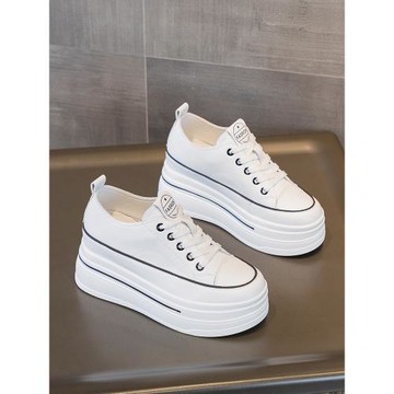 全皮小白鞋女8公分內增高女鞋厚底軟底真皮單鞋2025秋季新款白鞋