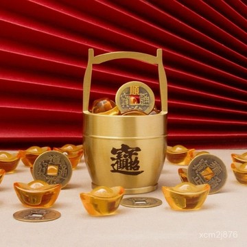 🙏🏻紫南宮過爐 開光🔥八月初更新-三桶金擺件黃銅銅擺件高檔擺件迷你銅擺件創意禮品小水桶 T5OI