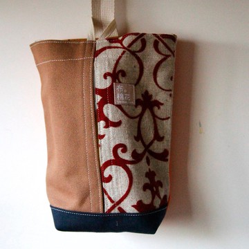 壁掛式帆布面紙套, 土黃帆布+麻布絨布花