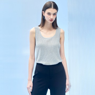 璀璨星光細閃針織輕透背心_灰色【MON'S 流行服飾】