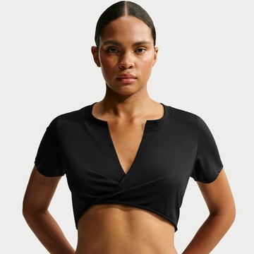 NikeSKIMS Performance Cotton Blend Women's V-Neck Cropped Twist Short-Sleeve Top