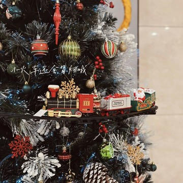 聖誕節裝飾 聖誕節用品 場景佈置 節日裝飾 飾品 免運 開立發票  圣誕樹裝飾圣誕火車電動聲光可懸掛圣誕樹火車軌道圣誕禮品玩具