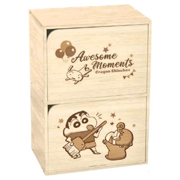 收納王妃 蠟筆小新雙層櫃 淺木紋  氣球派對 木色  1件