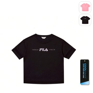 【FILA】女性 吸濕排汗 短袖圓領T恤-黑色 5TEY-1743-BK