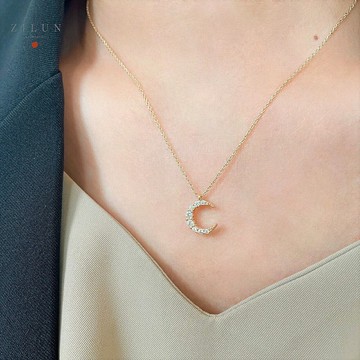 │簡約│月光仙子 • 微鑲鋯石 • 注金項鍊 • 14K注金 • 14kgf