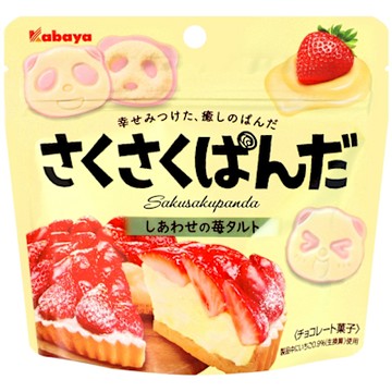 Kabaya 熊貓造型餅乾-草莓塔風味 43g