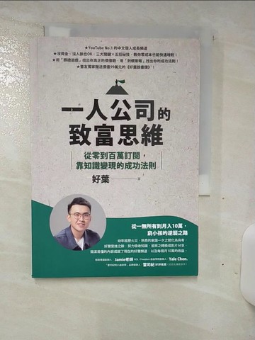 【書寶二手書T6／財經企管_TDK】一人公司的致富思維：從零到百萬訂閱，靠知識變現的成功法則_好葉