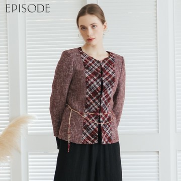 EPISODE - 高雅復古拼接格紋花呢修身小香風外套E30580