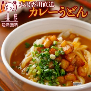 カレーうどん4食 電子レンジで簡単 讃岐香川 スープ付 ご当地 食品 グルメ セール 送料無料   お取寄せ ポイント消化 お試し