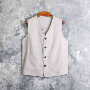 夏季薄款中國風男士亞麻寬松馬甲 加肥加大復古棉麻背心坎肩汗衫