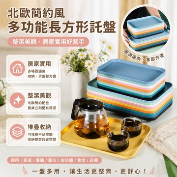 北歐簡約風託盤家用長方形水杯塑料用品食堂送快餐酒店商用託盤 餐桌託盤 早餐託盤 甜品盤 餐廳 餐盤 家用 托盤 塑膠盤